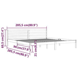 Galleria Design Bed Frame without Mattress Solid Wood Pine 200x200 cm White