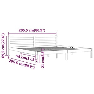 Galleria Design Bed Frame without Mattress Solid Wood Pine 200x200 cm Grey