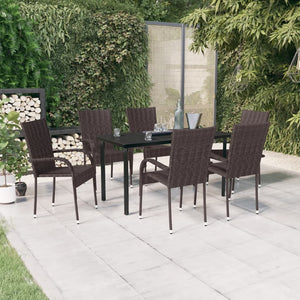 Galleria Design 7 Piece Outdoor Dining Set Brown and Black