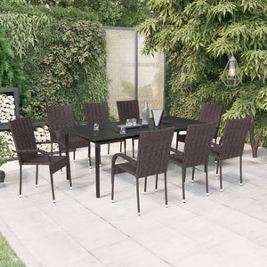 Galleria Design 9 Piece Garden Dining Set Brown and Black