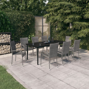 Galleria Design 9 Piece Garden Dining Set Grey and Black