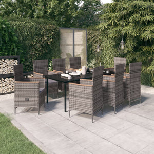 Galleria Design 9 Piece Garden Dining Set with Cushions Grey