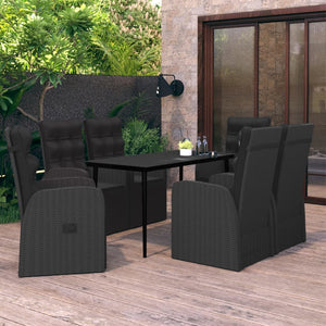 Galleria Design 7 Piece Garden Dining Set with Cushions Black