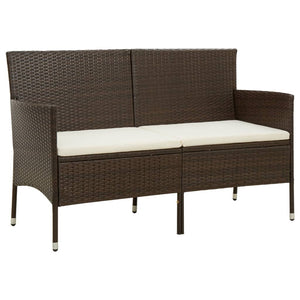 Galleria Design 3-Seater Garden Sofa with Cushion Brown Poly Rattan