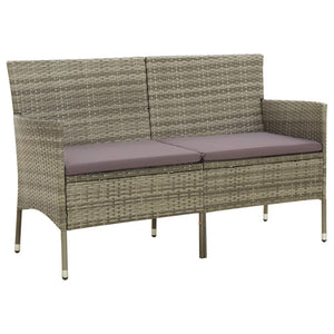 Galleria Design 3-Seater Garden Sofa with Cushion Grey Poly Rattan