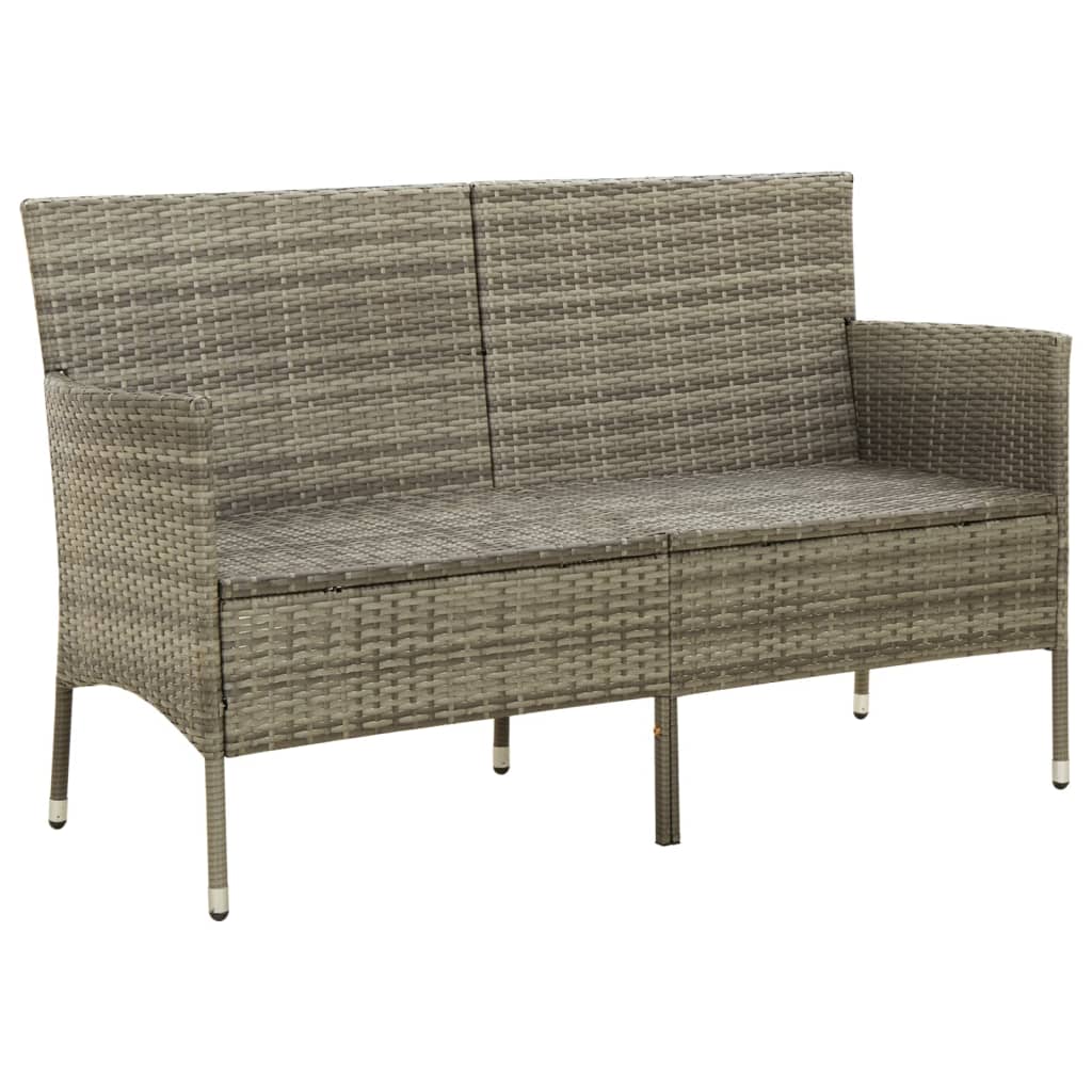 Galleria Design 3-Seater Garden Sofa with Cushion Grey Poly Rattan