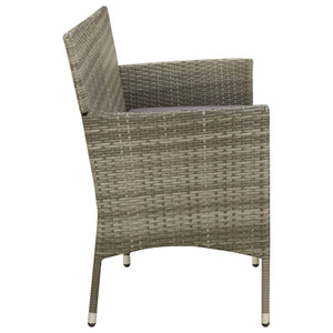 Galleria Design 3-Seater Garden Sofa with Cushion Grey Poly Rattan