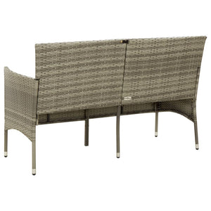 Galleria Design 3-Seater Garden Sofa with Cushion Grey Poly Rattan