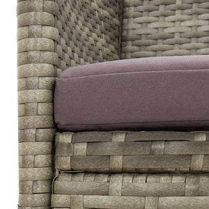 Galleria Design 3-Seater Garden Sofa with Cushion Grey Poly Rattan