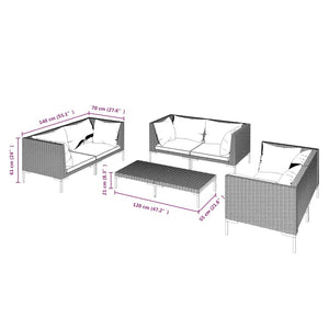 Galleria Design 7 Piece Garden Lounge Set with Cushions Poly Rattan Dark Grey