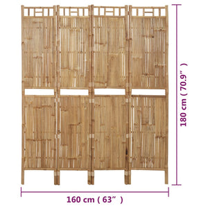 Galleria Design 4-Panel Room Divider Bamboo 160x180 cm