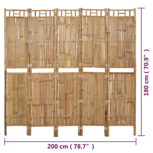 Galleria Design 5-Panel Room Divider Bamboo 200x180 cm