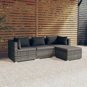 Galleria Design 4 Piece Garden Lounge Set with Cushions Poly Rattan Grey