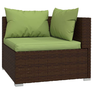 Galleria Design 7 Piece Garden Lounge Set with Cushions Poly Rattan Brown