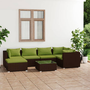 Galleria Design 7 Piece Garden Lounge Set with Cushions Poly Rattan Brown