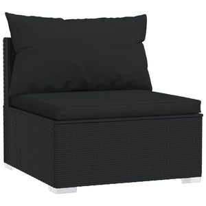 Galleria Design 7 Piece Garden Lounge Set with Cushions Black Poly Rattan