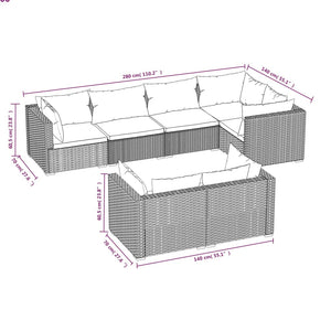 Galleria Design 7 Piece Garden Lounge Set with Cushions Grey Poly Rattan