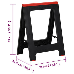 Galleria Design Foldable Work Trestles 2 pcs Black and Red Polypropylene 350 kg