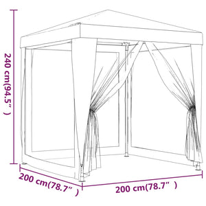 Galleria Design Party Tent with 4 Mesh Sidewalls Blue 2x2 m HDPE