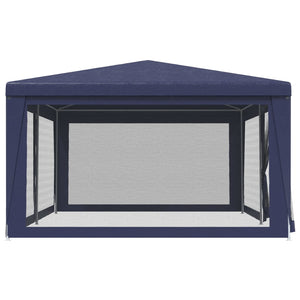 Galleria Design Party Tent with 6 Mesh Sidewalls Blue 6x4 m HDPE