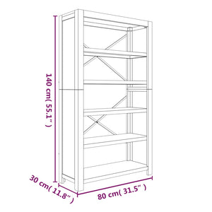 Galleria Design 5-Tier Bookcase 80x30x140 cm Solid Wood Acacia