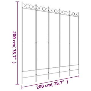 Galleria Design 5-Panel Room Divider Brown 200x200 cm Fabric