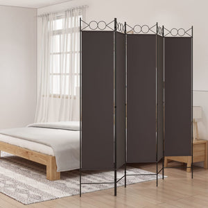 Galleria Design 5-Panel Room Divider Brown 200x200 cm Fabric