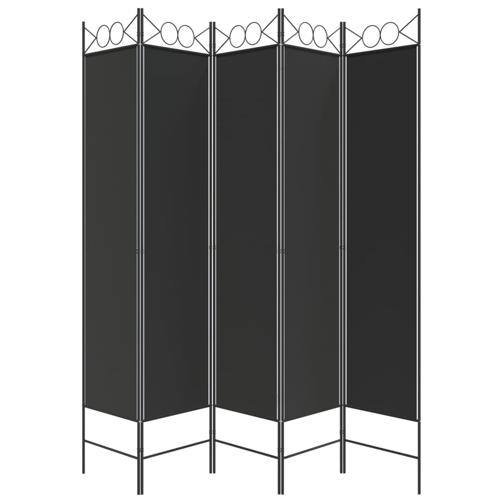 Galleria Design 5-Panel Room Divider Black 200x200 cm Fabric