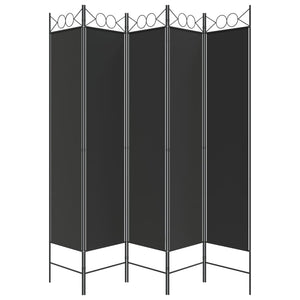 Galleria Design 5-Panel Room Divider Black 200x200 cm Fabric