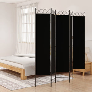 Galleria Design 5-Panel Room Divider Black 200x200 cm Fabric