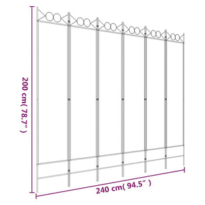 Galleria Design 6-Panel Room Divider White 240x200 cm Fabric