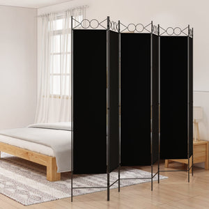 Galleria Design 6-Panel Room Divider Black 240x200 cm Fabric