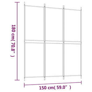 Galleria Design 3-Panel Room Divider Black 150x180 cm Fabric