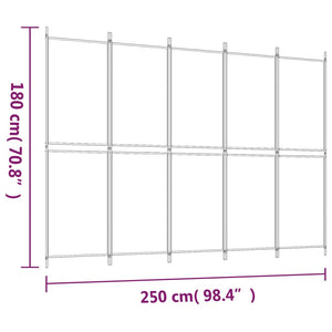 Galleria Design 5-Panel Room Divider White 250x180 cm Fabric