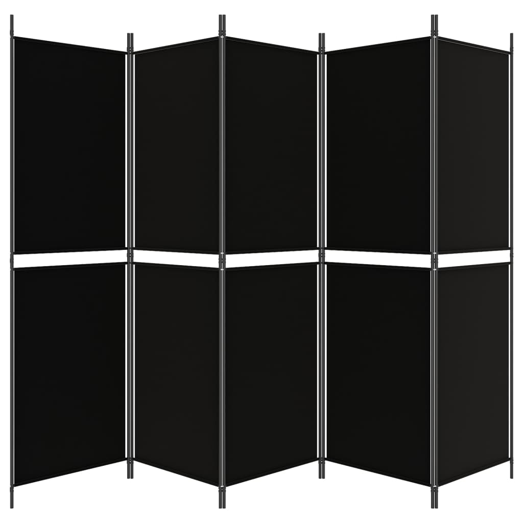 Galleria Design 5-Panel Room Divider Black 250x180 cm Fabric