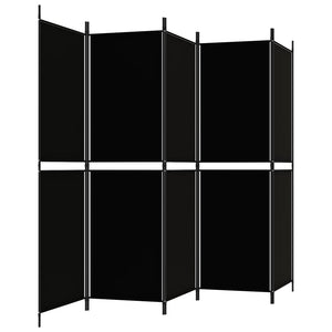 Galleria Design 5-Panel Room Divider Black 250x180 cm Fabric