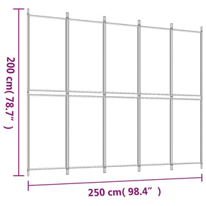 Galleria Design 5-Panel Room Divider White 250x200 cm Fabric