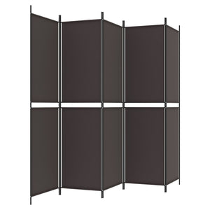 Galleria Design 5-Panel Room Divider Brown 250x200 cm Fabric