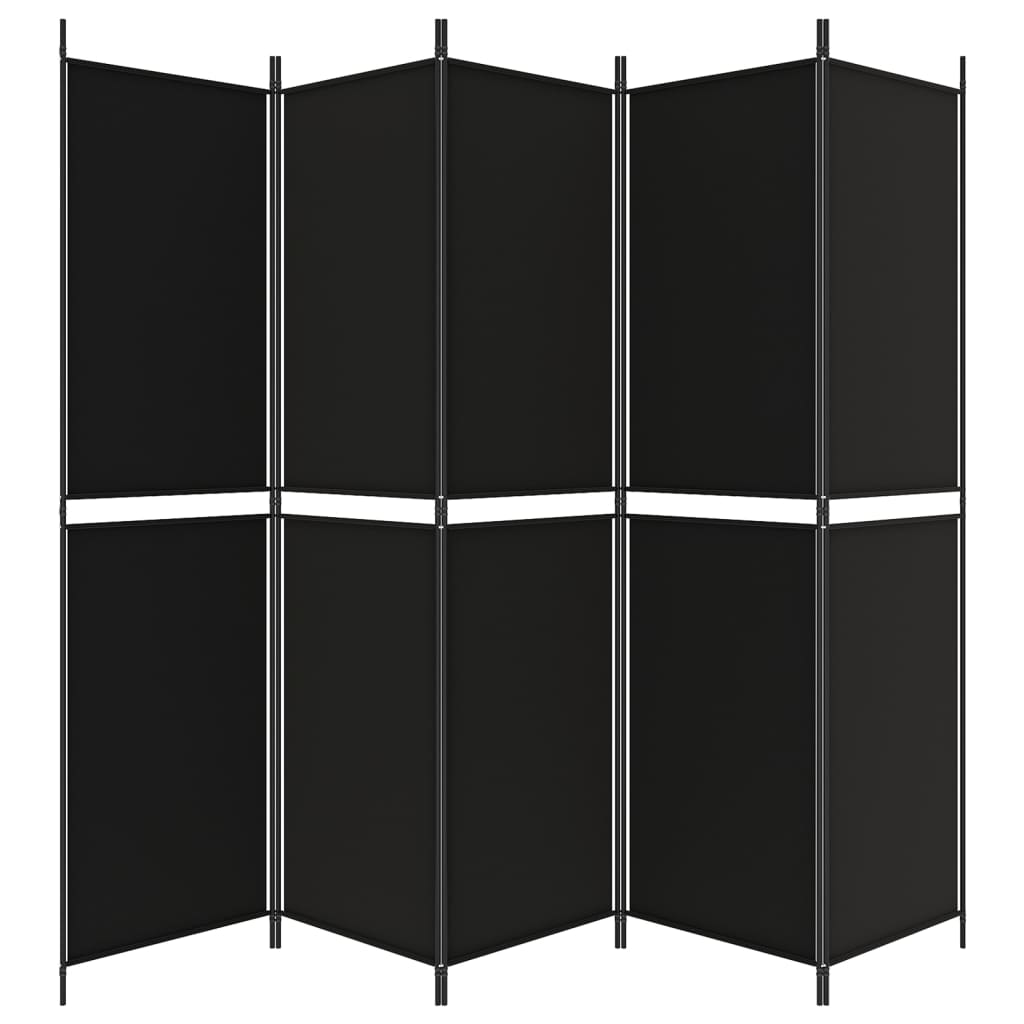 Galleria Design 5-Panel Room Divider Black 250x200 cm Fabric