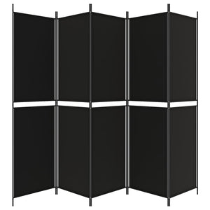 Galleria Design 5-Panel Room Divider Black 250x200 cm Fabric