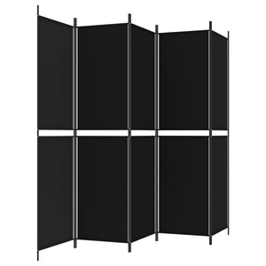 Galleria Design 5-Panel Room Divider Black 250x200 cm Fabric