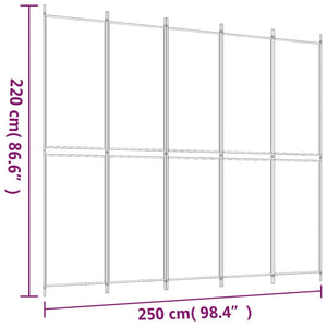 Galleria Design 5-Panel Room Divider White 250x220 cm Fabric