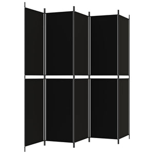 Galleria Design 5-Panel Room Divider Black 250x220 cm Fabric