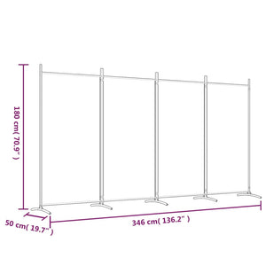 Galleria Design 4-Panel Room Divider White 346x180 cm Fabric