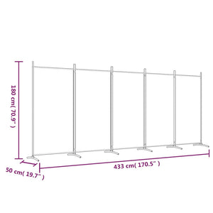 Galleria Design 5-Panel Room Divider White 433x180 cm Fabric