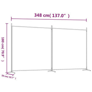 Galleria Design 2-Panel Room Divider White 348x180 cm Fabric