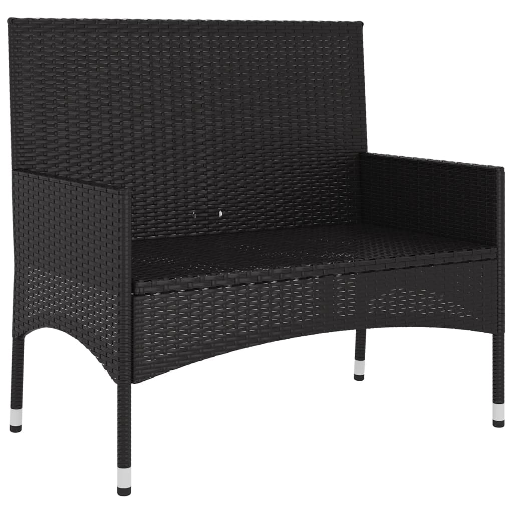 Galleria Design 2-Seater Garden Bench with Cushions Black Poly Rattan