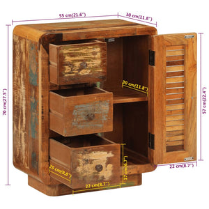 Galleria Design Sideboard with 3 Drawers 55x30x70 cm Solid Wood Reclaimed