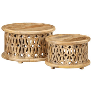 Galleria Design 2 Piece Coffee Table Set Solid Wood Mango