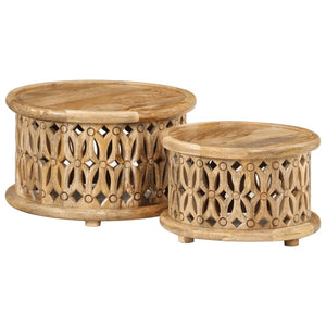 Galleria Design 2 Piece Coffee Table Set Solid Wood Mango